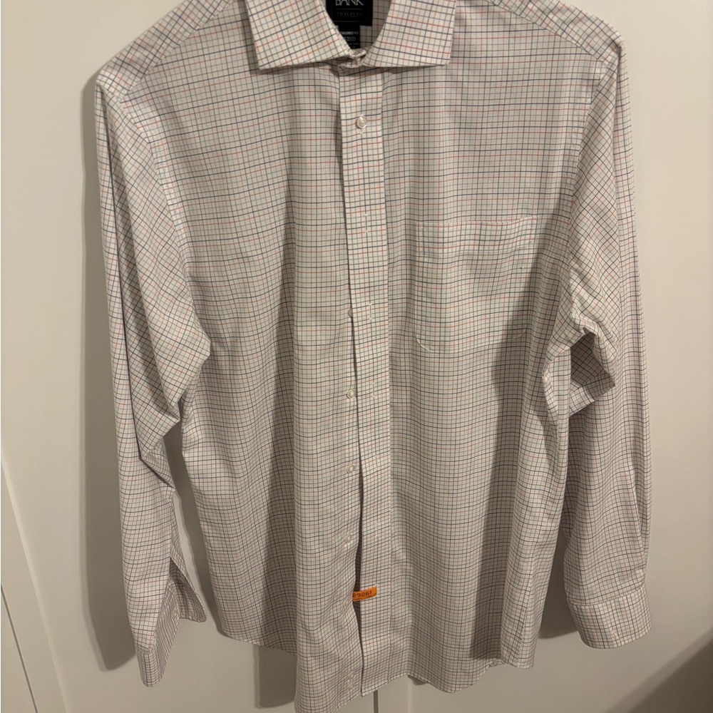 Jos. A. Bank White and Red Casual Button Down Shirt